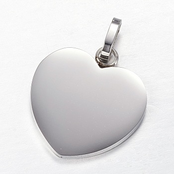 Tarnish Resistant 304 Stainless Steel Stamping Blank Tag Pendants, Heart, Stainless Steel Color, 28x26x2mm, Hole: 5x8mm