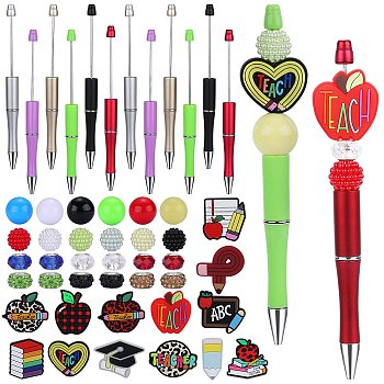 Teacher's Day Theme DIY Silicone Beadable Pen Making Kit, Mixed Color, 148x12mm