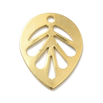 Brass Pendants, Long-Lasting Plated, Cadmium Free & Lead Free, Leaf, Real 24K Gold Plated, 13.5x10.5x0.5mm, Hole: 1.2mm