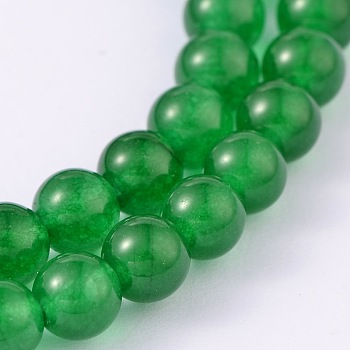 Dyed Natural White Jade Round Bead Strands, Green, 6mm, Hole: 1mm, about 64pcs/strand, 15.4 inch