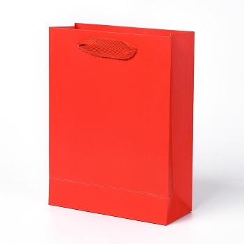 Kraft Paper Bags, with Handles, Gift Bags, Shopping Bags, Rectangle, Red, 20x15x6.2cm