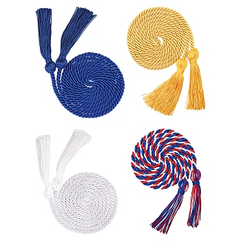 Polyester Graduation Honor Rope, with Tassel Pendant Decoration for Graduation Students, Mixed Color, 169cm, 6mm, 4color, 2pcs/color, 8pcs/set
