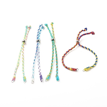 Braided Nylon Thread Bracelet, with 201 Stainless Steel Beads for Slider Bracelets Making, Mixed Color, 10 inch(25.5cm), 3.5~5mm