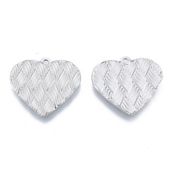 304 Stainless Steel Pendants, Heart, Stainless Steel Color, 20x22x1.5mm, Hole: 1.5mm