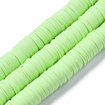 Flat Round Eco-Friendly Handmade Polymer Clay Beads, Disc Heishi Beads for Hawaiian Earring Bracelet Necklace Jewelry Making, Light Green, 12mm