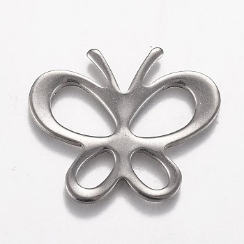 304 Stainless Steel Linking Rings, Butterfly, Stainless Steel Color, 31x38x2mm