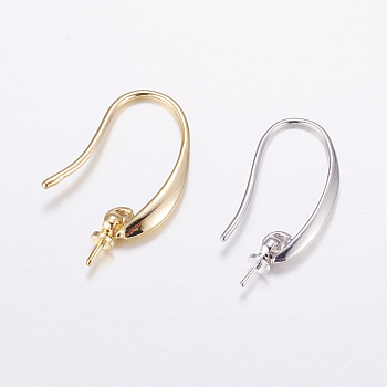 Brass Earring Hooks, For Half Drilled Beads, Long-Lasting Plated, Cadmium Free & Nickel Free & Lead Free, Mixed Color, 24x3x2.5mm, 18 Gauge, Pin: 1mm