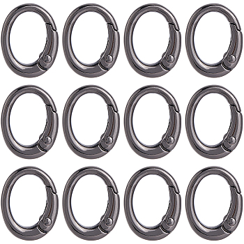 32Pcs Alloy Spring Gate Clasps, Oval, Gunmetal, 19x15x4mm