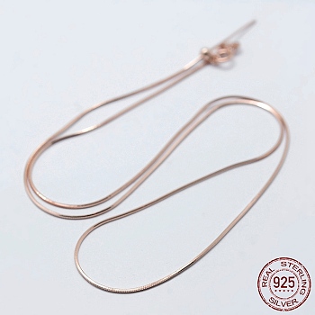 925 Sterling Silver Chain Necklaces, with Slider Stopper Beads and Spring Ring Clasps, with 925 Stamp, Rose Gold, 18 inch(45cm), Hole: 2mm, Pin: 0.8mm