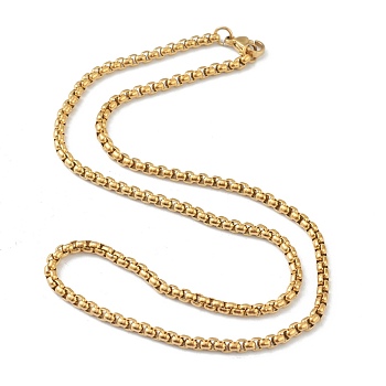 304 Stainless Steel Box Chain Necklaces, with Lobster Claw Clasps, Golden, 16.61 inch(42.2cm), 3mm