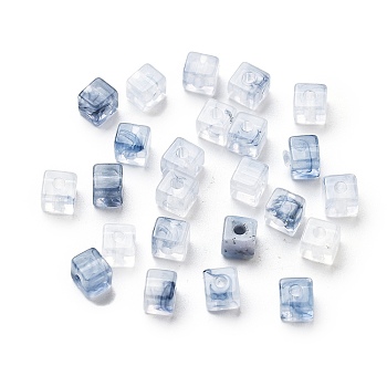 Transparent Acrylic Beads, Imitation Gemstone Beads, Cube, Steel Blue, 4.5x4.5x4.5mm, Hole: 1.7mm