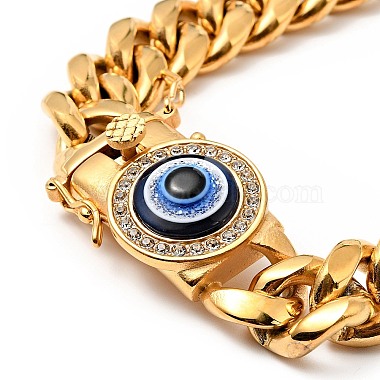 Ion Plating(IP) 304 Stainless Steel Curb Chain Necklace with Crystal Rhinestone(NJEW-E038-03G-01)-3