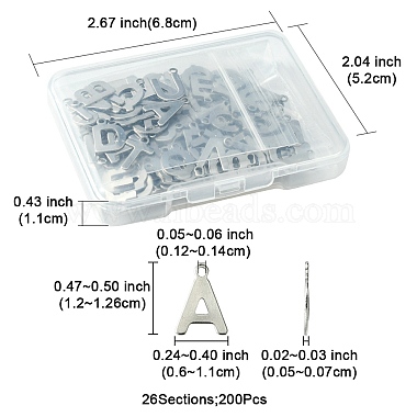 200Pcs 26 Style 201 Stainless Steel Charms(STAS-FS0001-44)-4