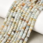 Natural Flower Amazonite Heishi Beads Strands, Faceted Rondelle, 4x2.5mm, Hole: 0.9mm, about 151~155pcs/strand, 14.57''~14.96''(37~38cm)(G-A299-A17-01)