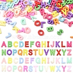 400Pcs 2Bags 2 Styles Opaque Resin Beads, Letter Charms, Mixed Color, 12.5x4.5~11x4.5~5mm, Hole: 8.5x2mm, 1bag/style, 200pcs/bag(RESI-YW0005-30)