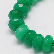 Natural Jade Bead Strands, Dyed, Faceted, Rondelle, Sea Green, 6x4mm, Hole: 0.5mm, 15.5 inch(G-R168-6x4mm-08)