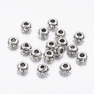 Tibetan Style Spacer Beads, Lead Free, Cadmium Free and Nickel Free, Rondelle, Antique Silver, about 5mm in diameter, 3mm thick, hole: 2mm(X-LF11362Y-NF)