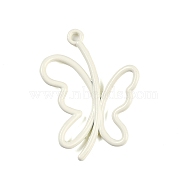 Baking Paint Alloy Pendants, Butterfly, White, 26x19x2mm, Hole: 2mm(FIND-G080-01A)