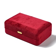 Rectangle Iron Covered with Velvet Jewelry Set Storage Boxes, Travel Portable Jewelry Case, for Necklaces, Rings, Earrings and Pendants, Red, 8x12.6x4.6cm(CON-K002-07A)
