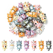 35Pcs 7 Colors Opaque Resin Kitten Pendants, Cat Shape Charms, Mixed Color, 28~29x15~16x7mm, Hole: 1.8~2mm, 5pcs/color(RESI-YW0001-73)