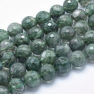 Synthetic Green Quartz Beads Strands, Faceted, Round, 14mm, Hole: 1mm, about 29pcs/strand, 15.7 inch(G-K256-25-14mm-1)