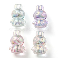 UV Plating Rainbow Iridescent Transparent Acrylic Bubble Beads, Rabbit, Mixed Color, 18x12x10mm, Hole: 2mm(OACR-C007-02)