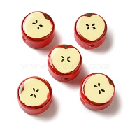 Christmas Theme Handmade Porcelain Beads, Food Theme, Apple, Lemon Chiffon, 16x16x10mm, Hole: 2.5mm(PORC-NH0001-01A)