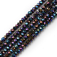 Electroplate Glass Beads Strands, Full Plated, Faceted, Rondelle, Black Plated, 2~2.3x1.7~1.9mm, Hole: 0.3mm, about 208~214pcs/strand, 14.06~14.33''(35.7~36.4cm)(EGLA-F149-FP-10)