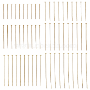 60Pcs 6 Style Brass Flat Head Pins, Golden, 21 Gauge, 20~45x0.7mm, Head: 2mm, 10pcs/style(FIND-BC0003-94G)