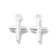 Brass Charms, Cadmium Free & Lead Free, Cross Charm, 925 Sterling Silver Plated, 10x6x2mm, Hole: 1mm(KK-H442-08S)
