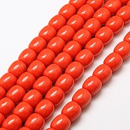 Imitation Amber Resin Drum Beads Strands for Buddhist Jewelry Making, Orange Red, 12x12mm, Hole: 2mm, about 34pcs/strand, 15.5 inch(RESI-A009D-12mm-02)