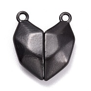 Spray Painted Alloy Heart Split Pendants, with Magnetic, for Couple Necklaces Bracelets Jewelry Making Gifts, Black, 19.5x17x5mm, Hole: 1.6mm(PALLOY-B007-01A)