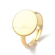 304 Stainless Steel Pad Ring Settings, Flat Round, Real 18K Gold Plated, US Size 7 1/4(17.5mm), Tray: 14mm.(STAS-K278-11E-G)