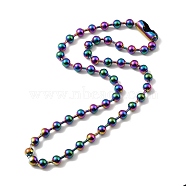 Ion Plating(IP) 304 Stainless Steel Ball Chain Necklace with Connecter Clasp for Women, Rainbow Color, 24.41 inch(62cm)(STAS-D181-03M-01)