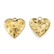 304 Stainless Steel Pendant Rhinestone Settings, Heart, Real 18K Gold Plated, Fit For 2mm Rhinestone, 26x25x4mm, Hole: 3mm(STAS-N098-213LG)