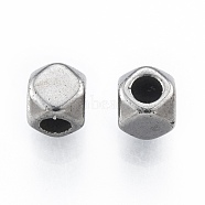 201 Stainless Steel Beads, Cube, Stainless Steel Color, 4x4x4mm, Hole: 2mm(STAS-N092-170)