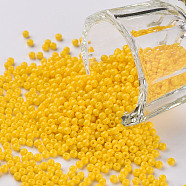 11/0 Grade A Round Glass Seed Beads, Baking Paint, Gold, 2.3x1.5mm, Hole: 1mm, about 48500pcs/pound(SEED-N001-A-1002)