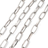 Iron Paperclip Chains, Flat Oval, Drawn Elongated Cable Chains, Unwelded, with Spool, Platinum, 19x8x2mm, about 328.08 Feet(100m)/roll(CH-R026-19x8mm-P)
