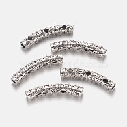 Longevity Pattern Hollow Alloy Tube Beads, Antique Silver, 36x5.5mm, Hole: 3mm(PALLOY-K192-57AS)