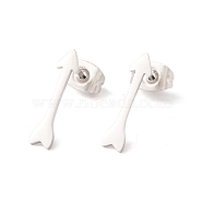 304 Stainless Steel Studs Earrings, Arrow, for Women, Platinum, 15x3.5mm, Pin: 0.8mm(EJEW-M208-10P)