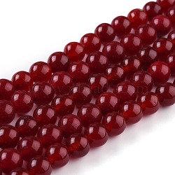 Natural White Jade Beads, Round, Dyed, FireBrick, 8mm, Hole: 1mm, about 49pcs/strand, 15.16''(38.5cm)(G-G766-B-11)