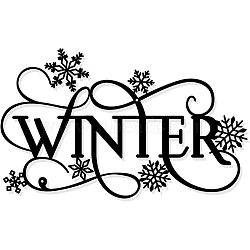 Iron Wall Art Decorations, for Front Porch, Living Room, Kitchen, Electrophoresis Black, Word Winter, Snowflake Pattern, 300x183x1mm(HJEW-WH0067-014)