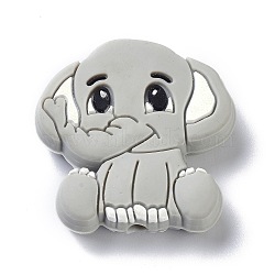 Silicone Focal Beads, Elephant, Gray, 30x29x9.5mm, Hole: 2.8mm(SIL-C001-02C)