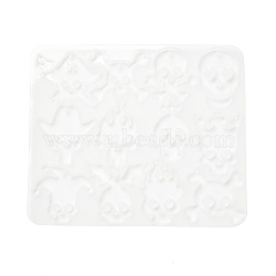 Halloween Series Pendant Silicone Molds, Epoxy Resin Jewelry Making, White, Skull, 99x116x4mm, Hole: 2.4mm, Inner Diameter: 27.5~37x18~31.5mm(SIL-B075-05E)