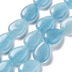 Natural Quartz Imitation Aquamarine Beads Strands, Dyed, Flat Teardrop, 17.5~18x13~13.5x6mm, Hole: 1.2~1.4mm, about 11pcs/strand, 7.56''(19.2cm)(G-P528-L09-01)