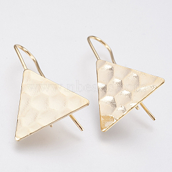 Brass Earring Hooks, with Horizontal Loop, Triangle, Nickel Free, Real 18K Gold Plated,28x20mm, Hole: 2mm(X-KK-T029-122G)