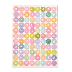 Scrapbooking Round with Lowercase Letter Self Adhesive Stickers, for Diary, Album, Notebook, DIY Arts and Crafts, Colorful, 14x10x0.01cm, Tags: 10mm, 88pcs/sheet(DIY-I071-A08)