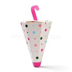Umbrella Paper Pierced Candy Boxes, with Umbrella Handle, for Baby Shower Gift Box, Polka Dot Pattern, 18.8cm(CON-K011-01A)
