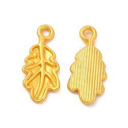 Rack Plating Alloy Pendants, Lead Free & Cadmium Free & Nickel Free, Leaf Charm, Matte Gold Color, 20x9x2mm, Hole: 1.8mm(PALLOY-F287-08MG)