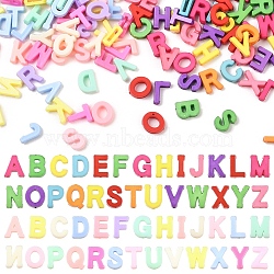 400Pcs 2Bags 2 Styles Opaque Resin Beads, Letter Charms, Mixed Color, 12.5x4.5~11x4.5~5mm, Hole: 8.5x2mm, 1bag/style, 200pcs/bag(RESI-YW0005-30)